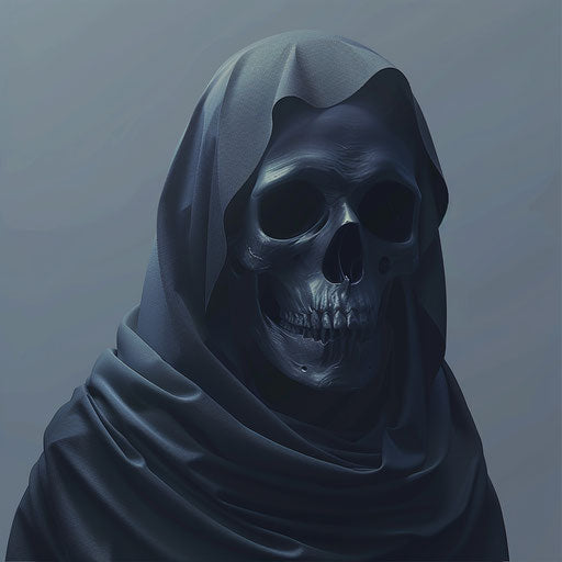 Death illustration with blue background and soft focus