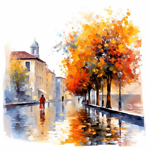 Colorful clipart in the style of Impressionistic Art, on white background