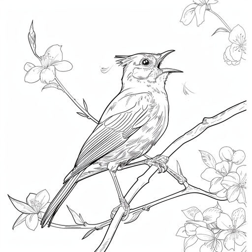 Bird singing on a branch