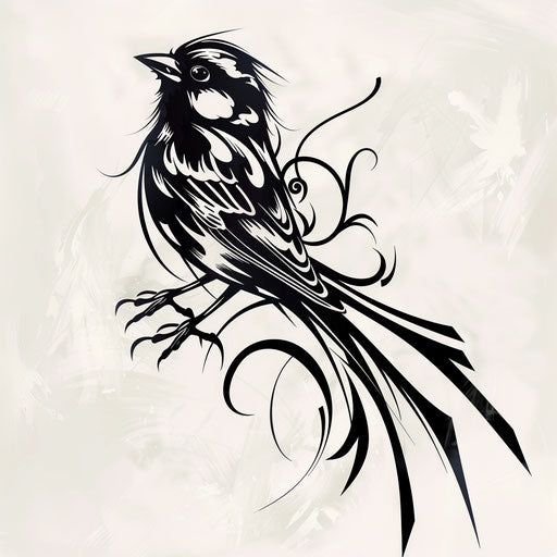 Tribal sparrow tattoo design