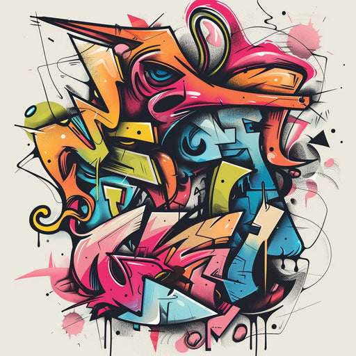 Flat tattoo sketch of graffiti style clipart urban street art mural