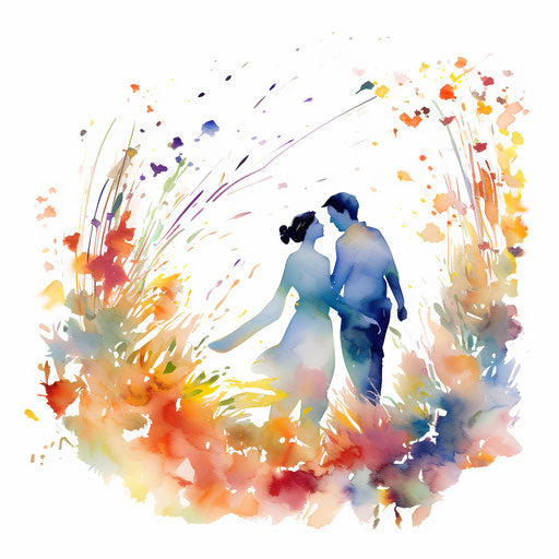 Impressionistic art for anniversary on white background
