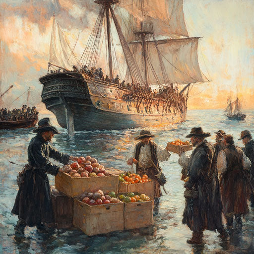 Arrival of the Mayflower in New England with supplies