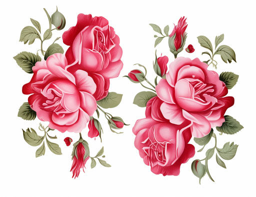 Duo tattoo stickers roses allshades pink/white