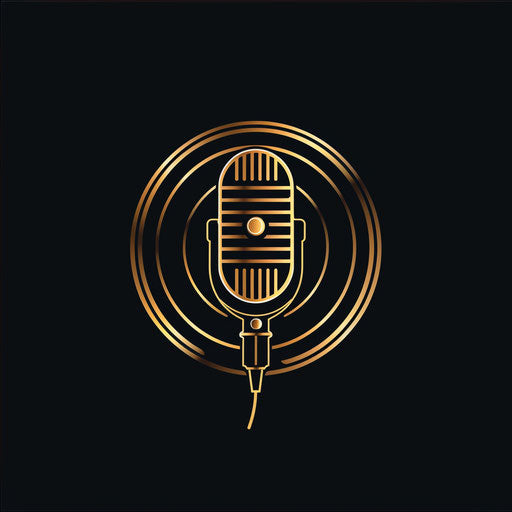 Luxury podcast logo with gold accents on black background