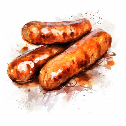 Sausage clipart in the style of Impressionistic Art