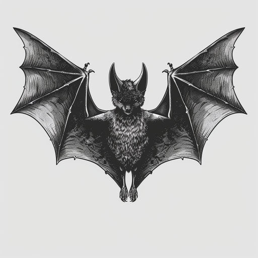 Realistic clip art bat with flat random monochrome background