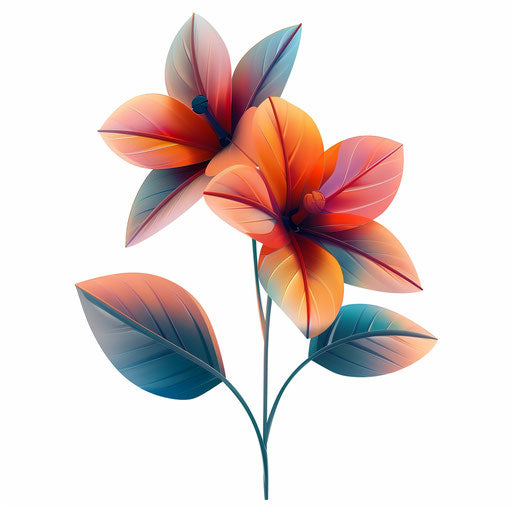 Cartoon flower in photo realistic style with flat white background