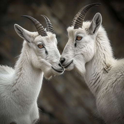 Mountain goats in playful interaction