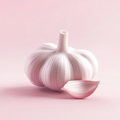 3D garlic on white background, realistic style, isolated clipart