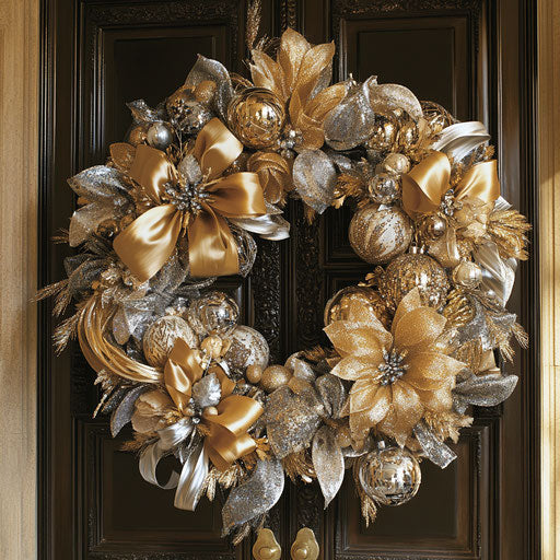 Luxurious wreath woven with gold and silver threads