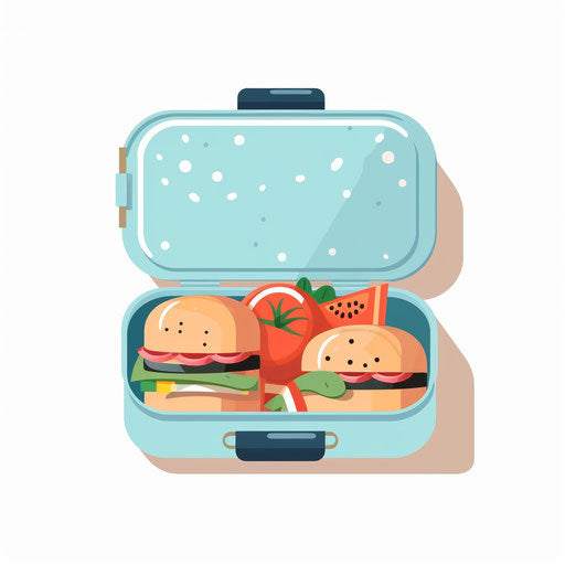 Minimalist style lunch box clipart, on white background