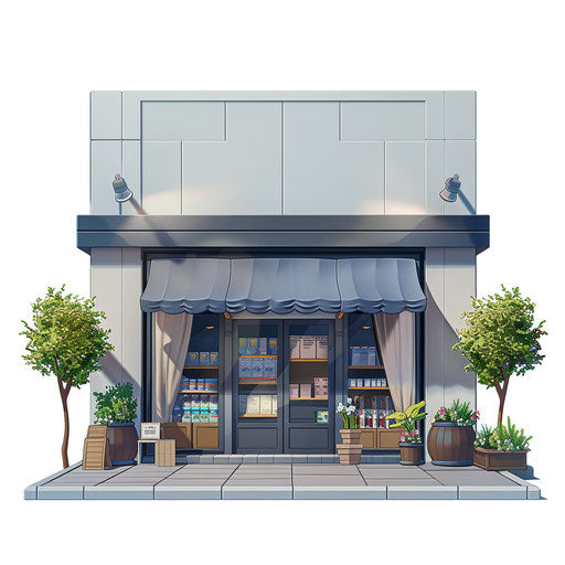 Realistic store illustration on flat white background