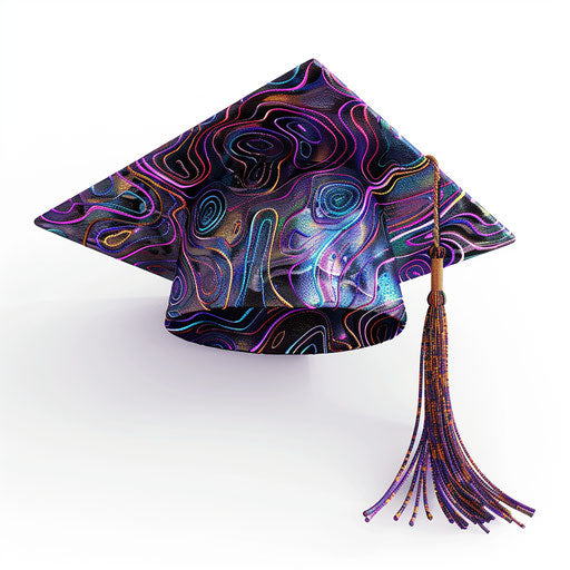 Realistic graduation cap clipart on flat white background