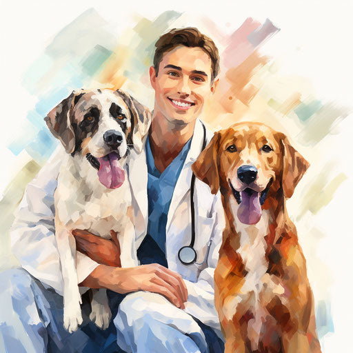 Veterinarian clipart in the style of Impressionistic Art