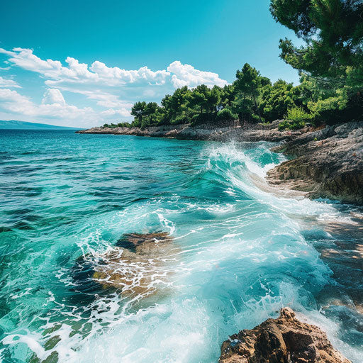 Hvar Beach with perfect surf waves and tropical vibes
