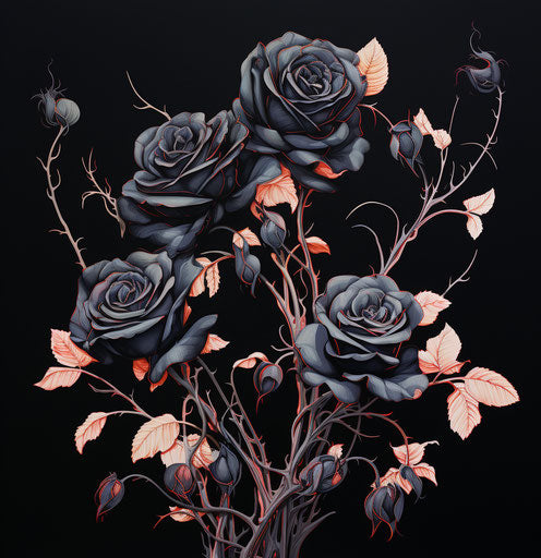 Sleek black ink roses illustration