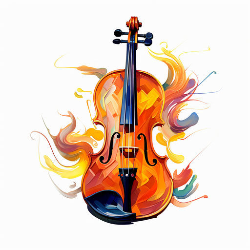Violin clipart in the style of oil painting, on a white background