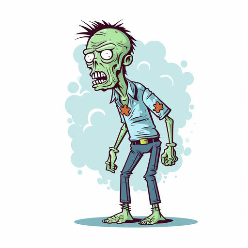 Minimalist zombie clipart on white background