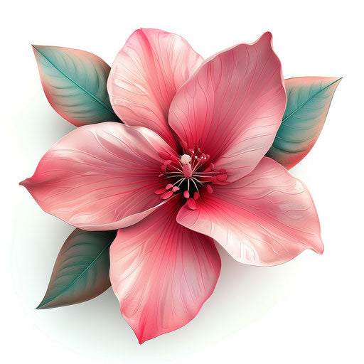 Cartoon flower in photo realistic style on white background