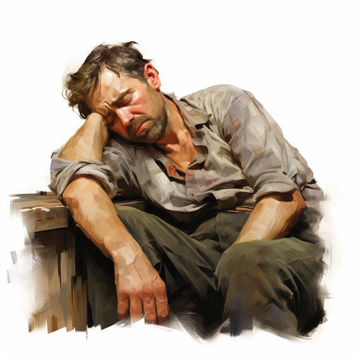 Tired clipart in the style of Oil painting