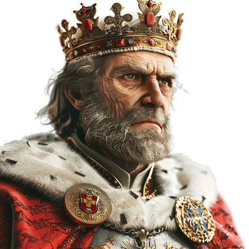 King clipart in a photorealistic style on flat white backdrop