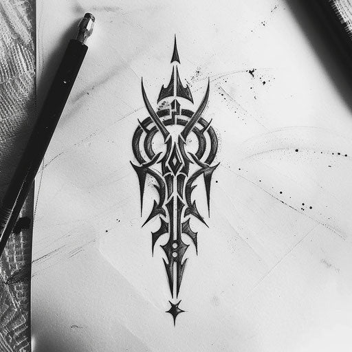 Bold flat sketch of a strength sigil with thick rugged lines