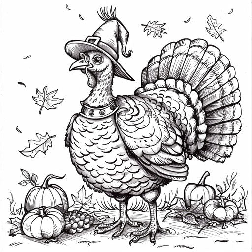 Turkey in pilgrim outfit, with hat and shoes