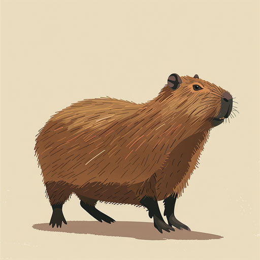 Capybara clipart in photo realistic style on cream background