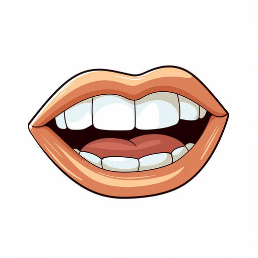 Cartoon mouth in Minimalist style, on white background