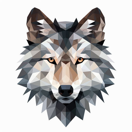 Wolf in Minimalist style on white background