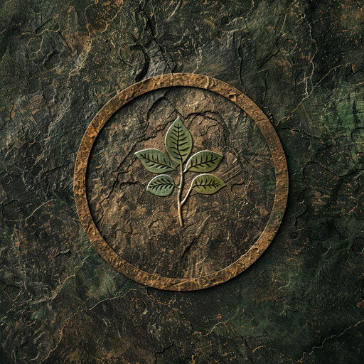 Organic photo logo on natural texture background, earthy hues