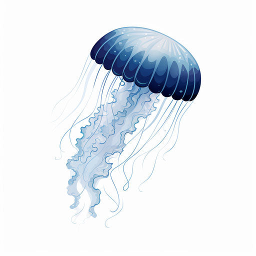 Jellyfish in minimalist style on white background