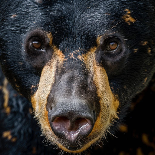 Close-up of a sun bear with unique markings