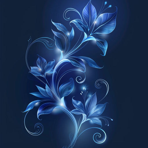 Photo-realistic WOW clipart flourishes on indigo background