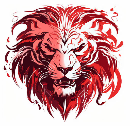 Abstract red lion head on white background