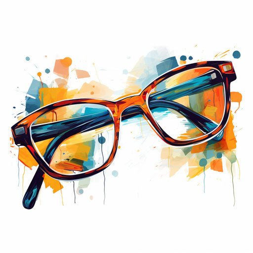 Glasses clipart in the style of Impressionistic Art, on white background