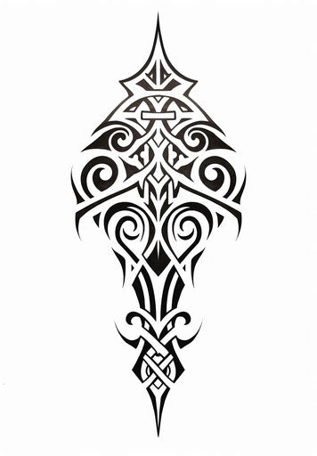Tribal tattoos, gothic ornamentation style, intertwining materials