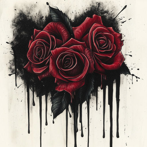 Dark tattoos with gothic roses, in the style of Ed Hardy