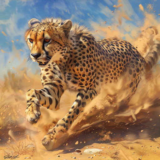 Cheetah running in the desert
