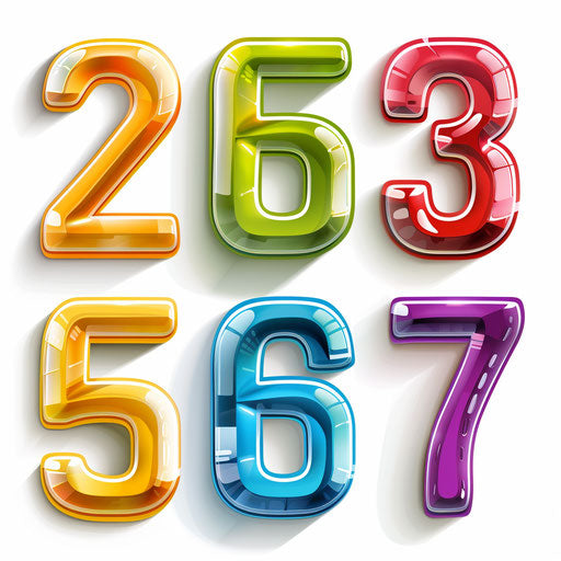 Photo realistic numbers clip art on flat white background