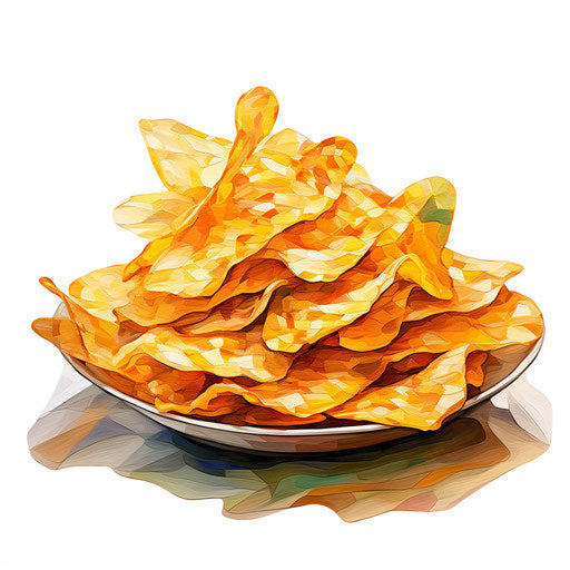 Illustration of chips in the style of Impressionistic Art, on white background