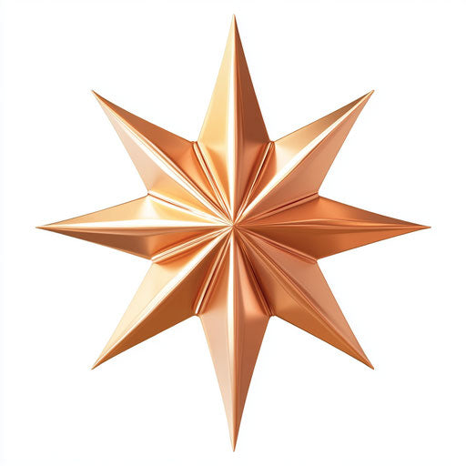 3D Christmas star in photo realistic style on white background