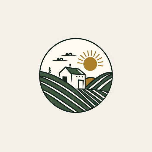 Minimalist farm logo with modern lines on white background