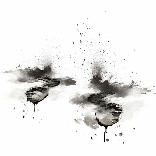 Footsteps clipart in Chiaroscuro Art style, white background