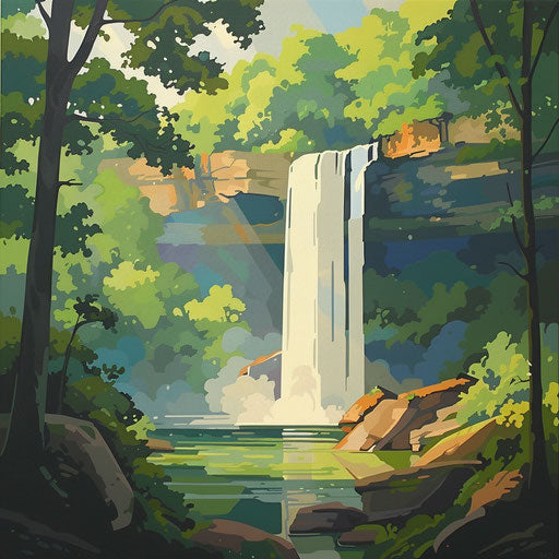 Minnehaha Falls, Minnesota, minimalist modern art style