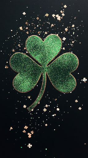Shamrock with glitter, St. Patrick's Day aesthetic, phone wallpaper 29:52