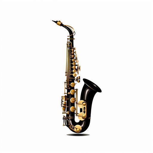 Saxophone clipart in the style of Minimalist, on a white background