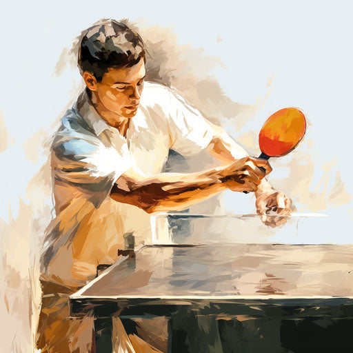 Table tennis artwork, oil painting style
