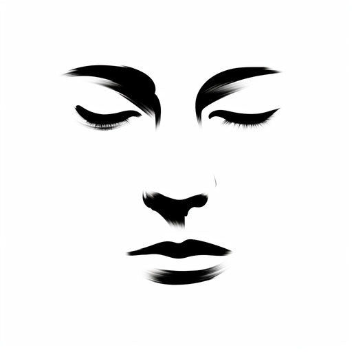 Minimalist style face clipart, on white background